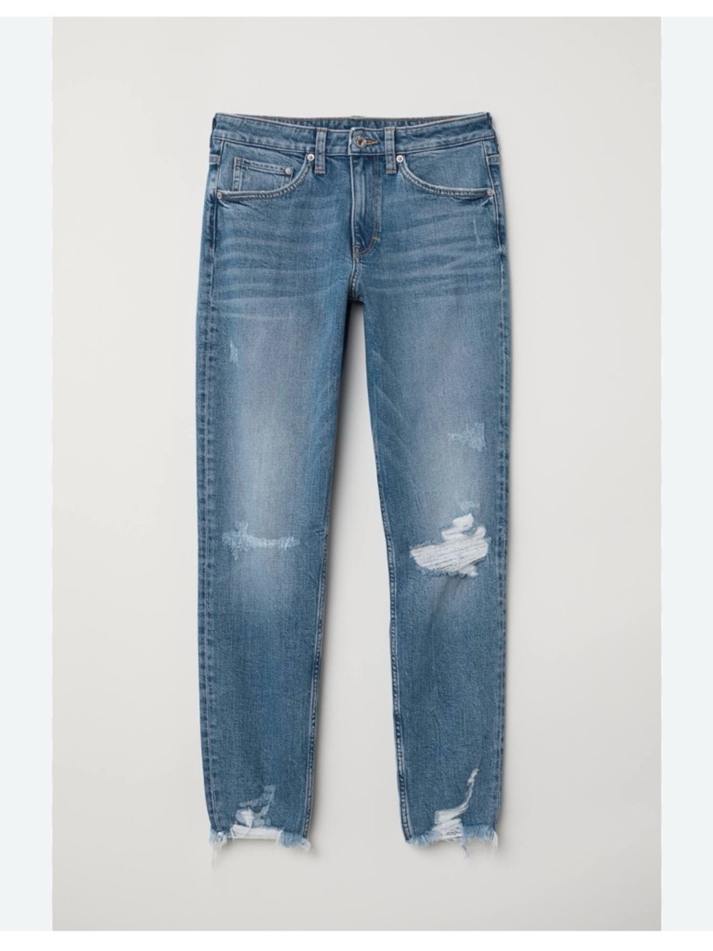 H&M Relaxed Distressed Straight-Leg Denim Jeans 26”